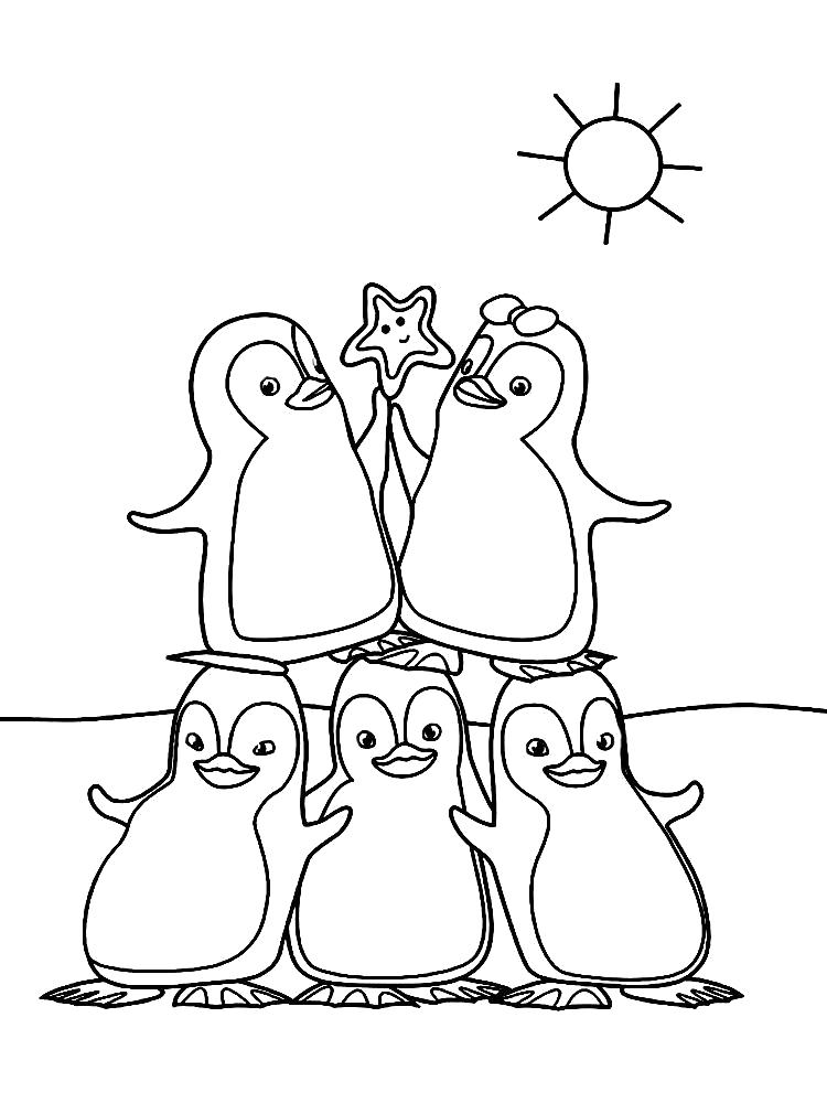 Раскраска  раскрашки пингвины Ози Бу. Пингвин