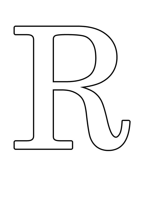 Раскраска Большие буквы английского алфавита, Буква Rr. Скачать буквы.  Распечатать буквы