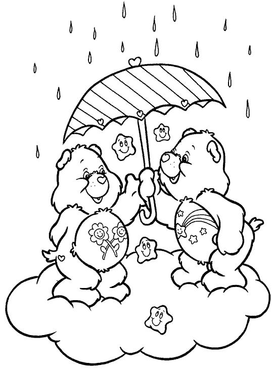 Раскраска Мишки Гамми и дождь. Скачать дождь.  Распечатать дождь