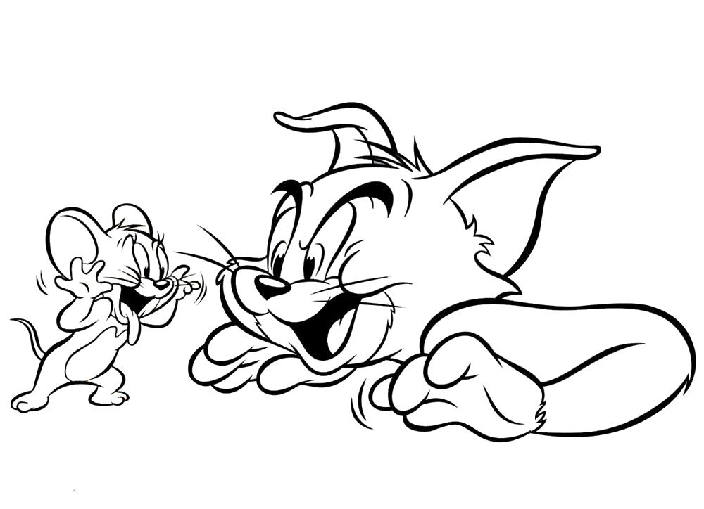 Раскраска смешные Том и мышонок Джерри. Скачать Том и Джерри.  Распечатать Том и Джерри