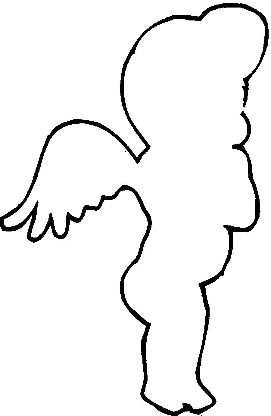 Раскраска  Ангел маленький ангел контур для вырезания из бумаги. Скачать ангел.  Распечатать мифические существа