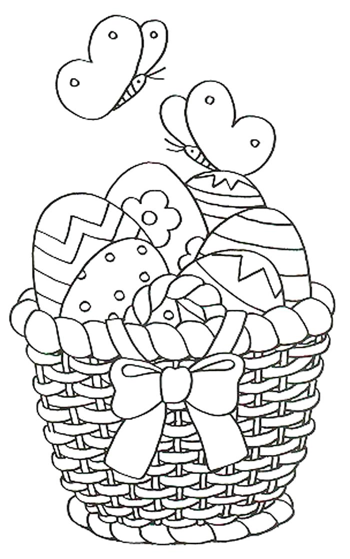 Раскраска Корзина с пасхальными яйцами. 