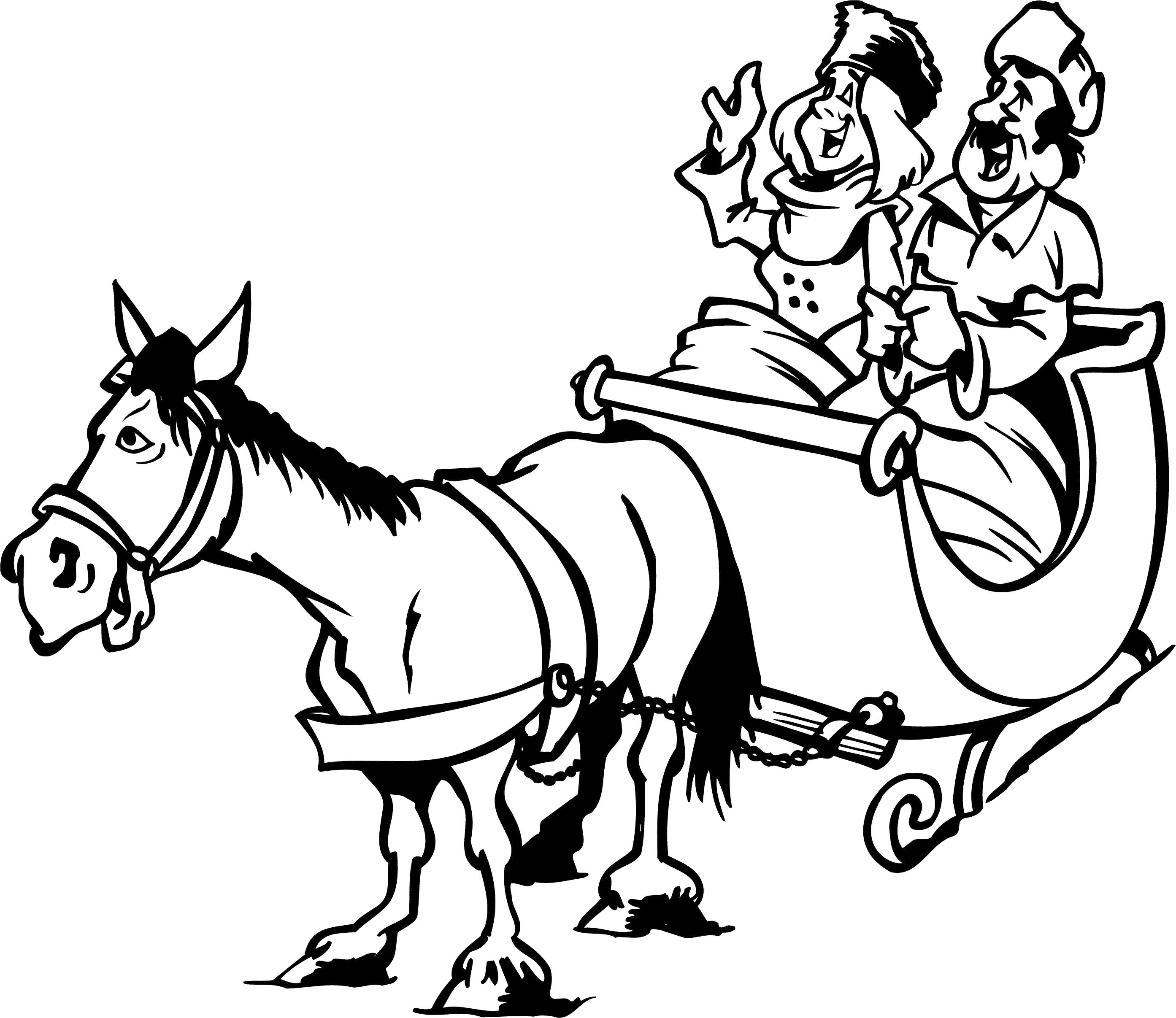 Раскраска Телега и лошадь. 