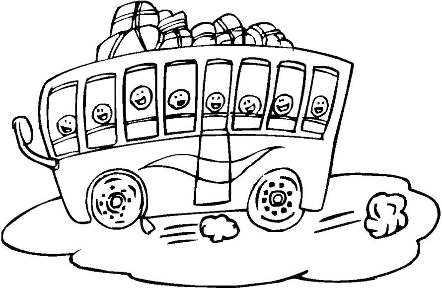 Раскраска автобус с пассажирами. Скачать Автобус.  Распечатать Автобус
