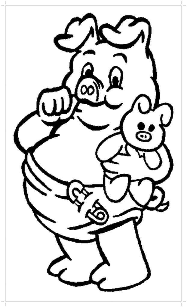 Название: Раскраска Раскраска свинья с игрушкой. Категория: Домашние животные. Теги: Свинья.