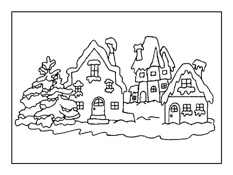 Раскраска  домики, дома, зимний домик, дом и снег, сказочные дома. Скачать Дом.  Распечатать Дом