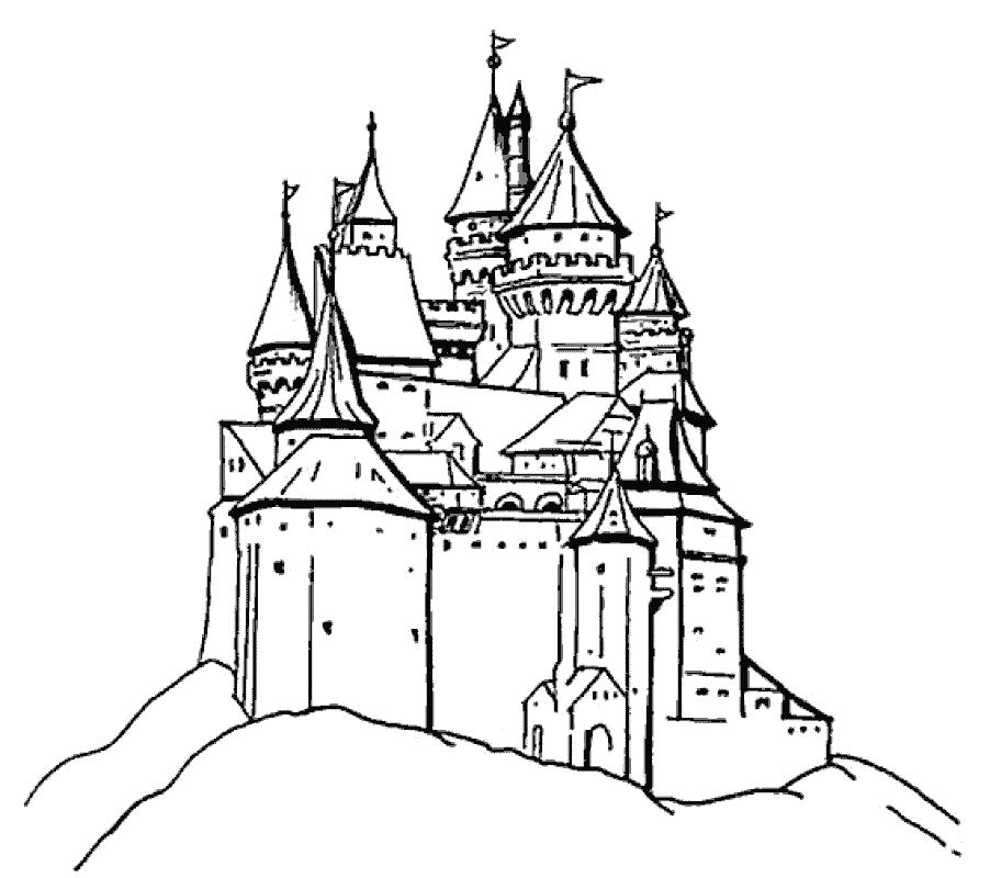 Раскраска замок на горе. Замок