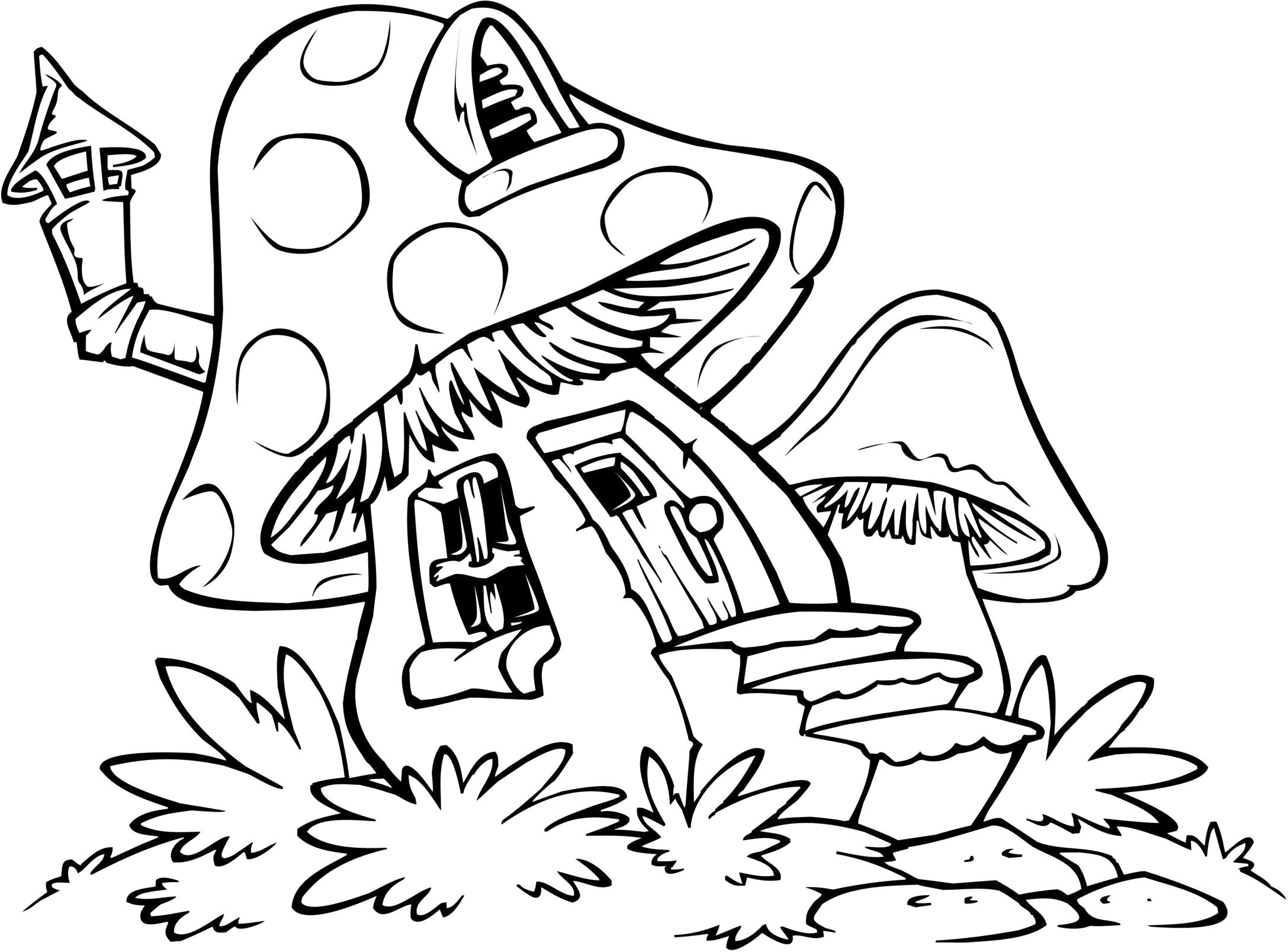 Название: Раскраска гриб - домик. Категория: . Теги: .