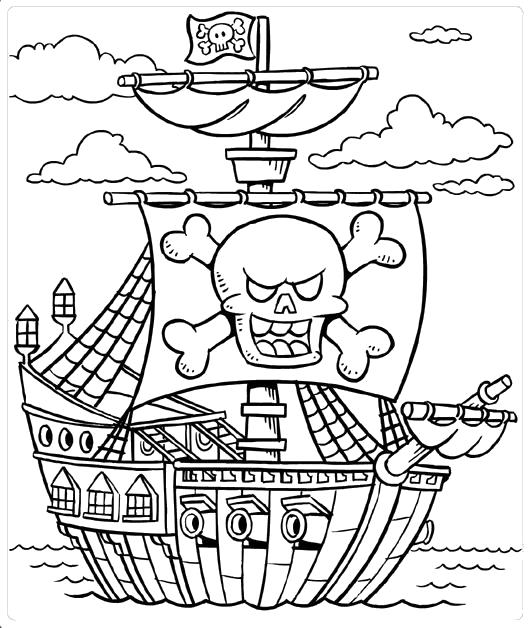 Раскраска  корабль , пиратский корабль, для мальчиков. Скачать корабль.  Распечатать для мальчиков
