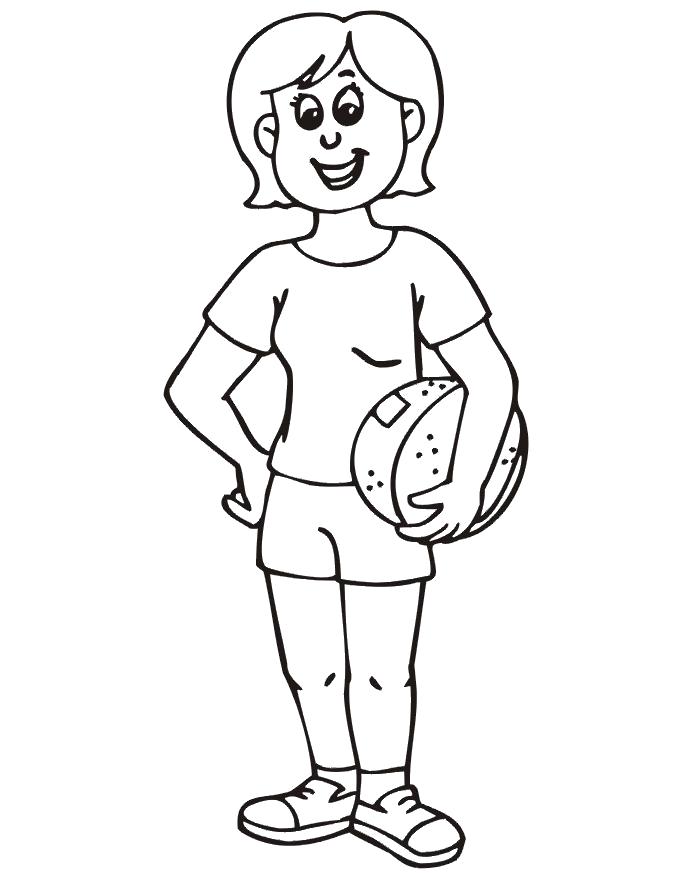 Раскраска Раскраски мяч девушка, мяч, спорт, баскетбол. Баскетбол
