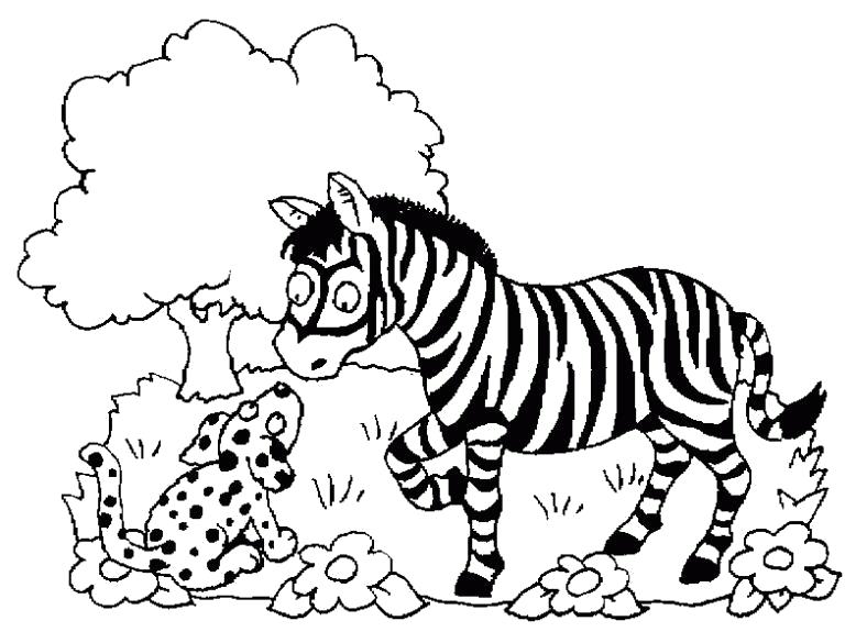 Раскраска Раскраски Зебра зебра, цветы, природа, . Дикие животные