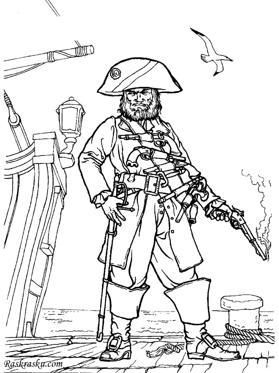 Раскраска Морской разбойник, пират. 