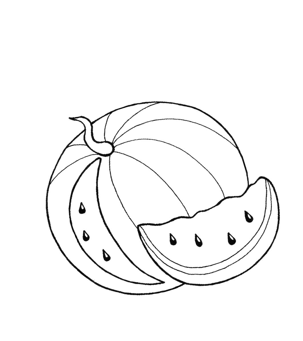 Название: Раскраска  арбуз . Категория: ягоды. Теги: арбуз.