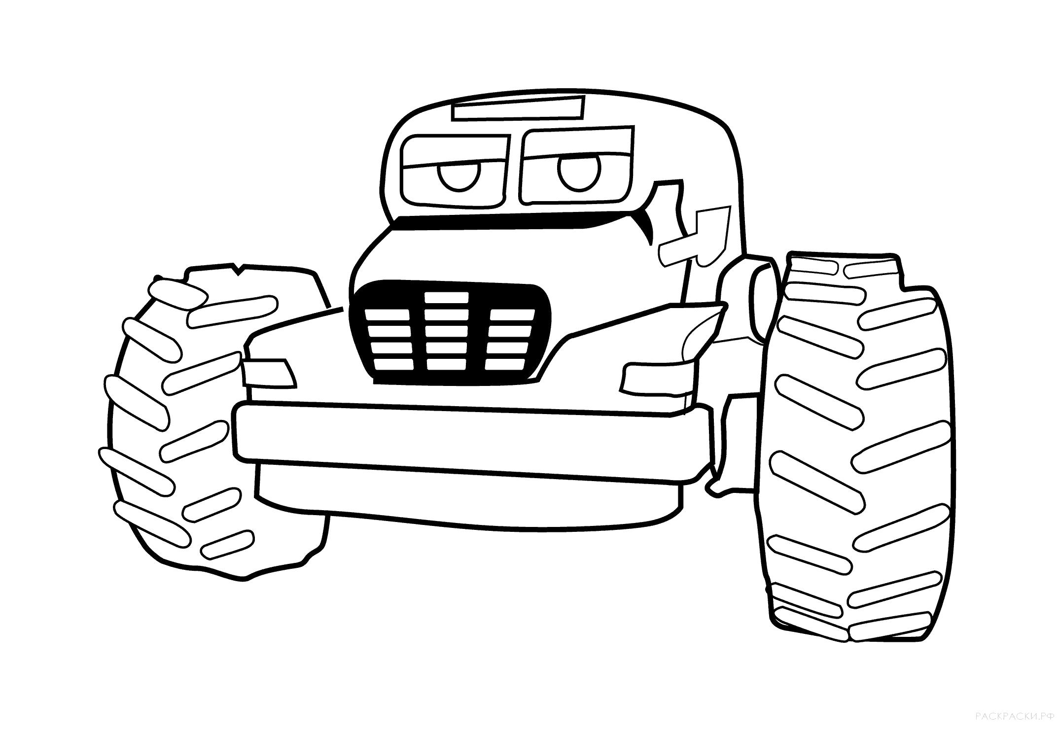 Название: Раскраска Раскраска Большая машина с огромными колёсами. Категория: машины. Теги: машины.