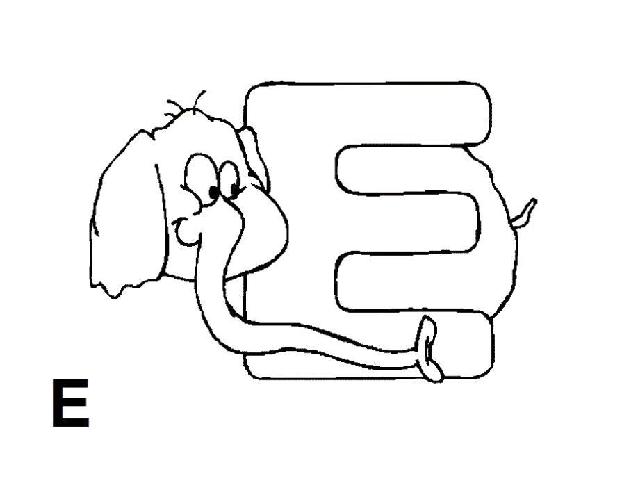 Раскраска  английская буква E. Скачать буква.  Распечатать буква