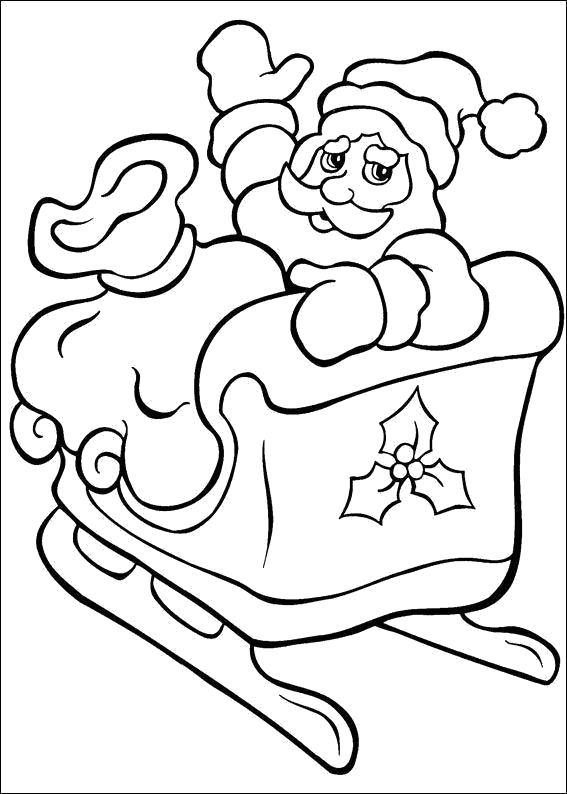 Название: Раскраска Новогодние раскраски для детей, дед мороз едет на санях, дед  мороз везет подарки. Категория: новогодние. Теги: новогодние.