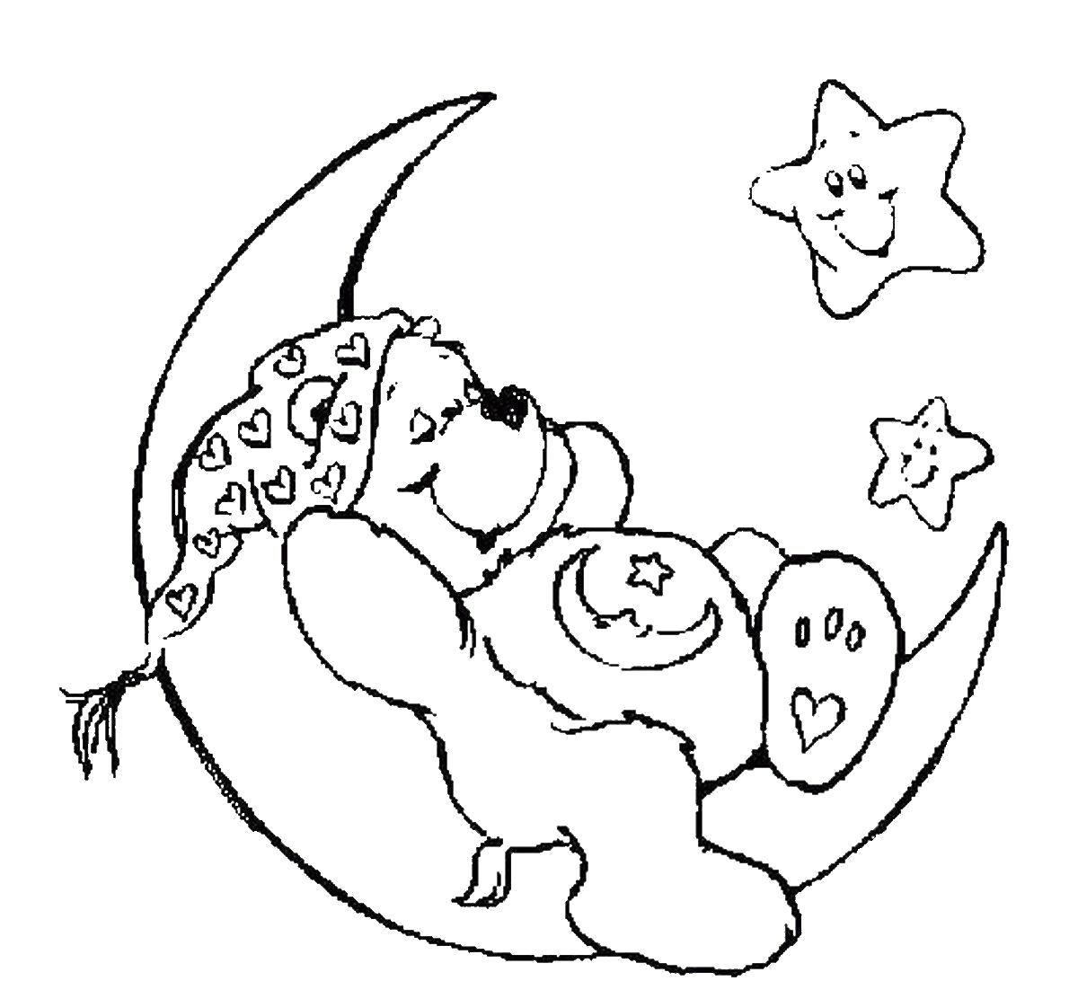 Название: Раскраска Раскраски "луна и звезды" скачать и распечатать бесплатно. Категория: космос. Теги: космос.