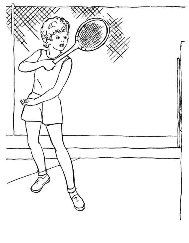 Раскраска Раскраски спорт девушка, спорт, теннис. Теннис