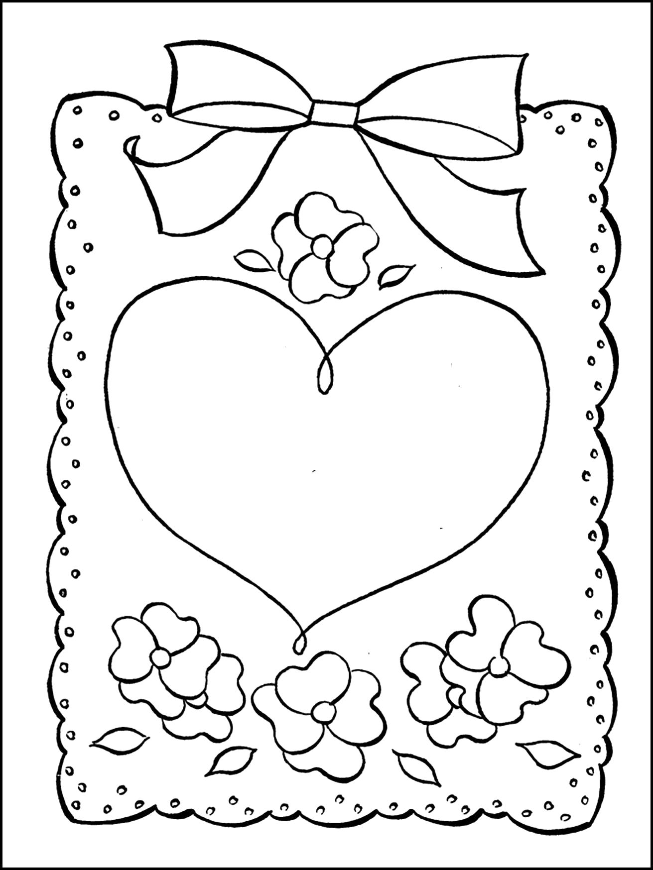 Раскраска Раскраска открытка с сердечком. День святого валентина