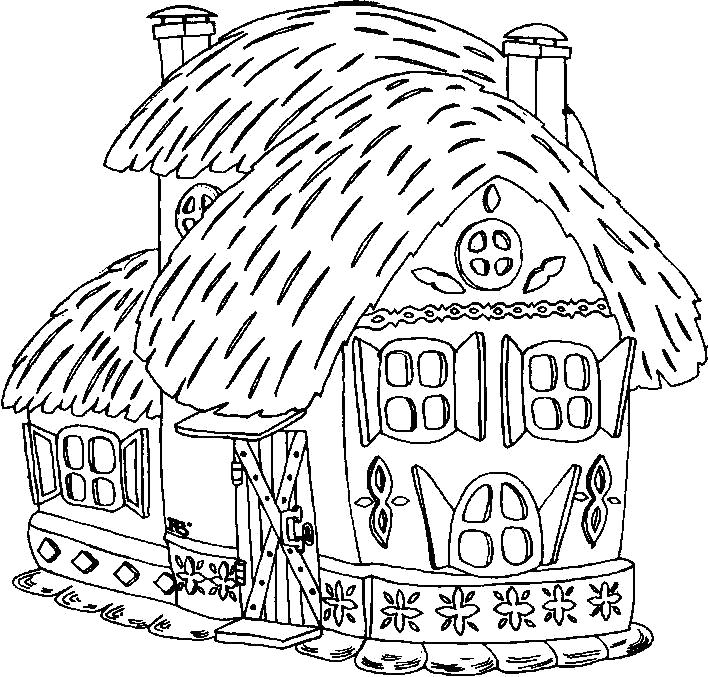 Раскраска Раскраска домик с украшениями. Дом