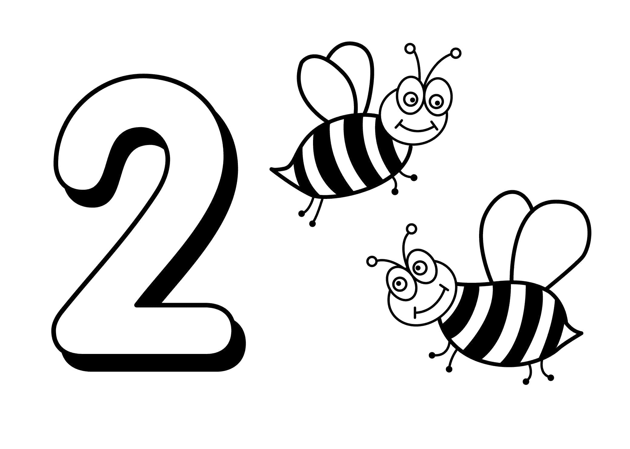 Раскраска Две Пчелки. Цифра