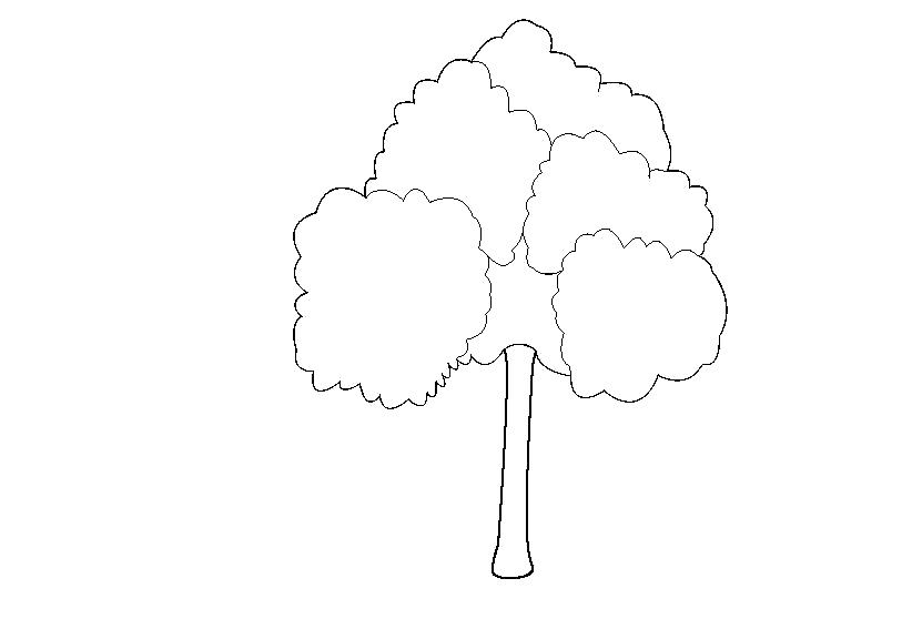 Название: Раскраска дерево растровая раскраска. Категория: растения. Теги: дерево.