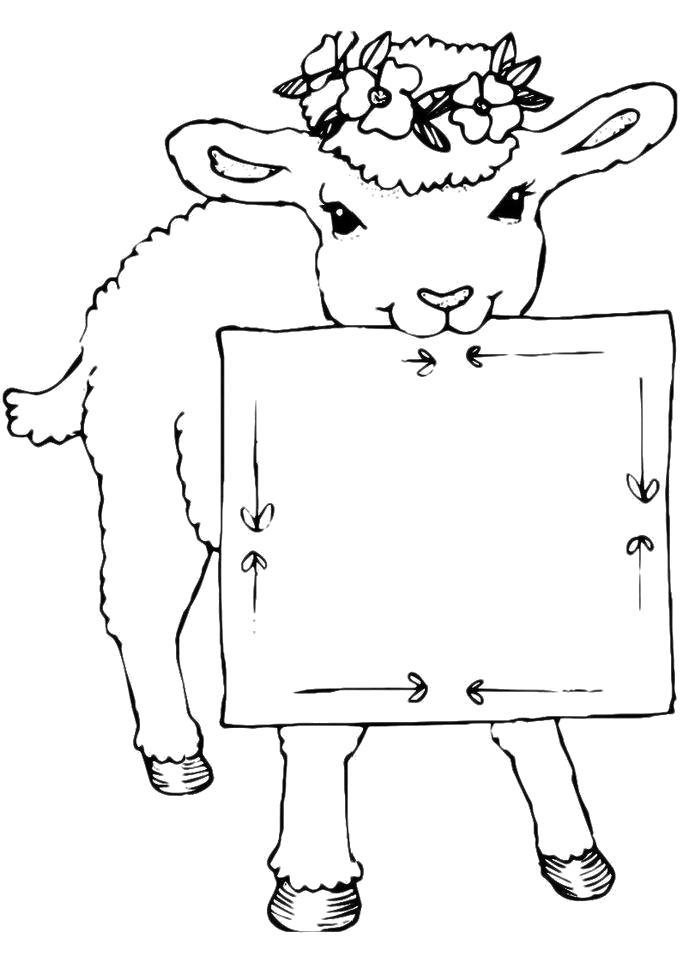 Название: Раскраска Раскраска Овца в венке из цветов. Категория: Овца. Теги: Овца.