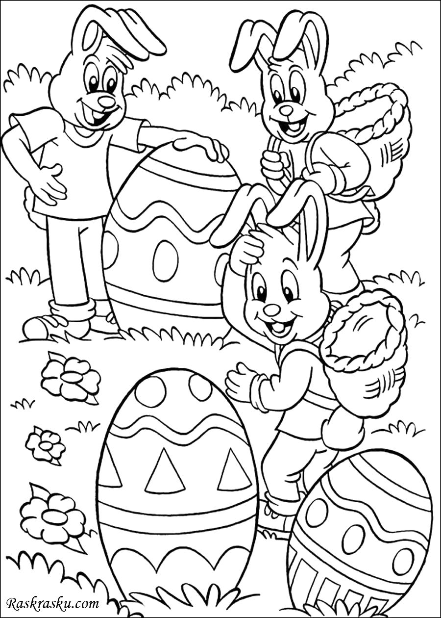 Раскраска Раскраска Пасхальные яйца. Раскраска Разукраска пасха скачать, корзинка с яйцами. Пасха