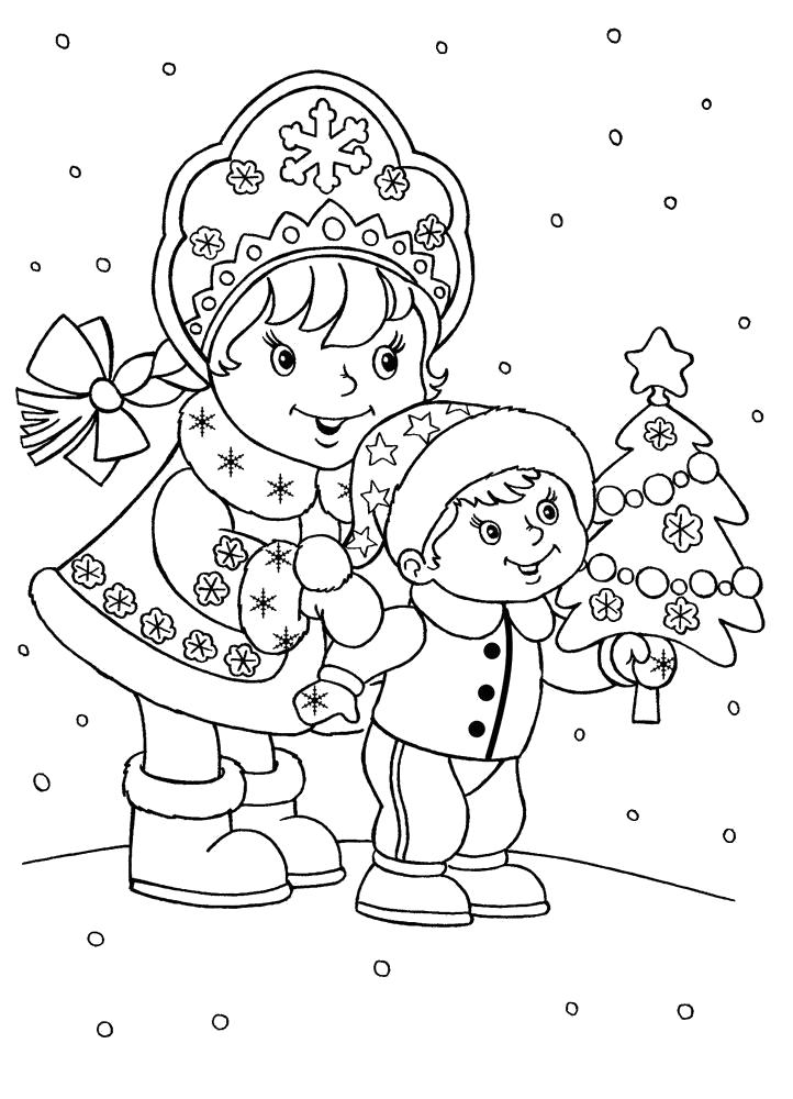 Раскраска Разукраски новогодние и рисунки для самых маленьких. Скачать новогодние.  Распечатать новогодние