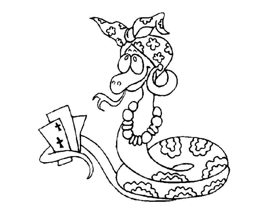 Название: Раскраска Змея играет в карты. Категория: Змея. Теги: Змея.