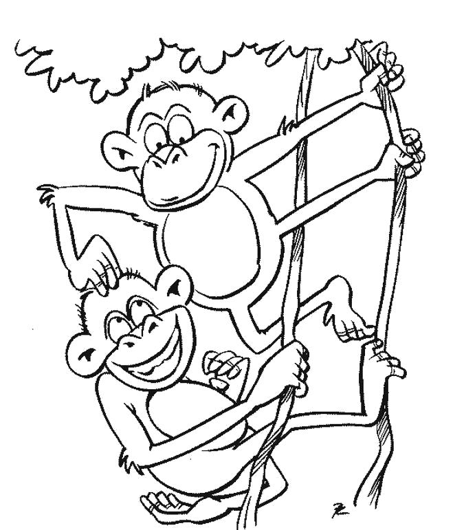 Раскраска Игры обезьянок. 
