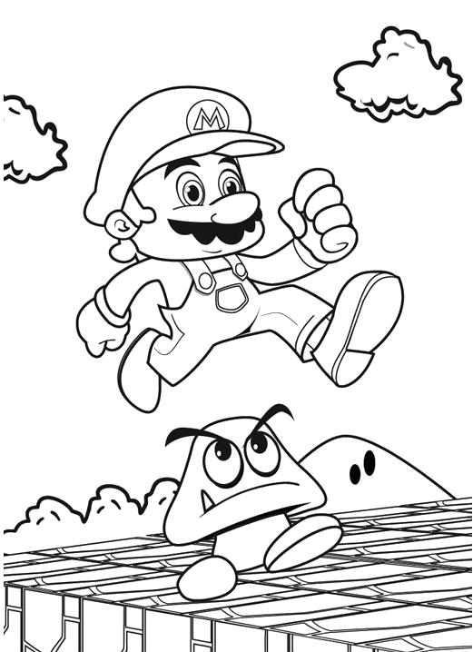 Раскраска Марио в прыжке. Марио