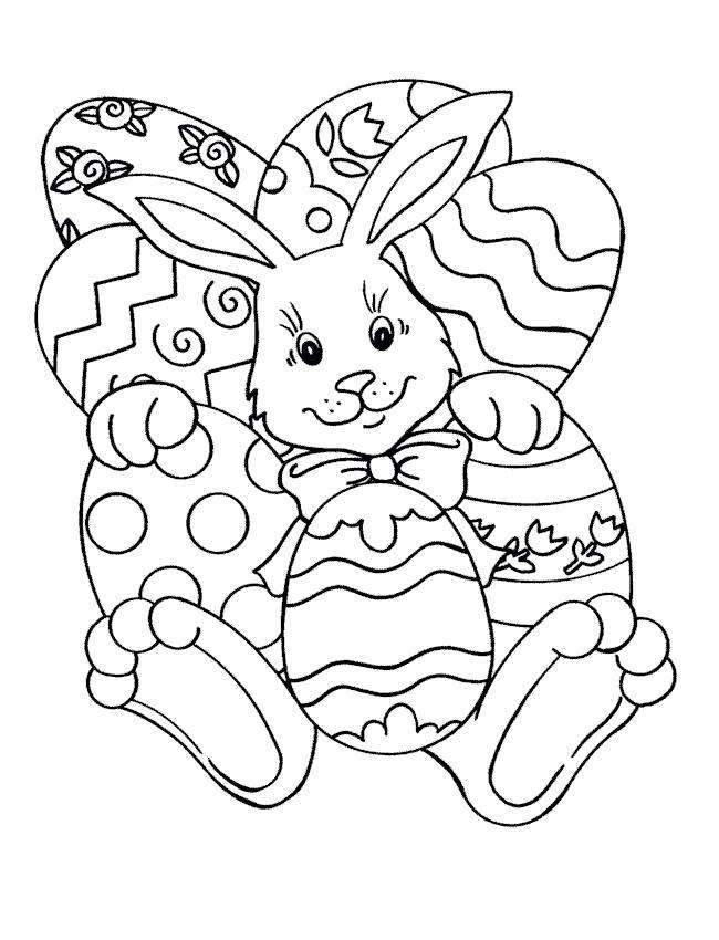 Раскраска Кролик в яичках. 