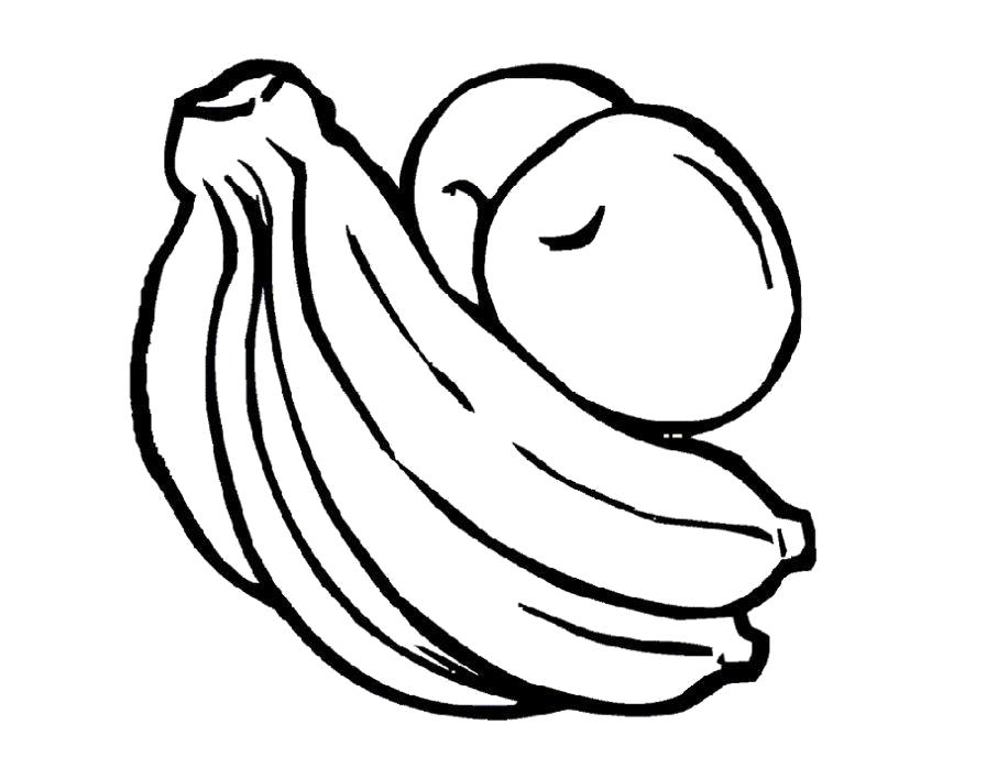 Раскраска Разукрашка бананы. Фрукты