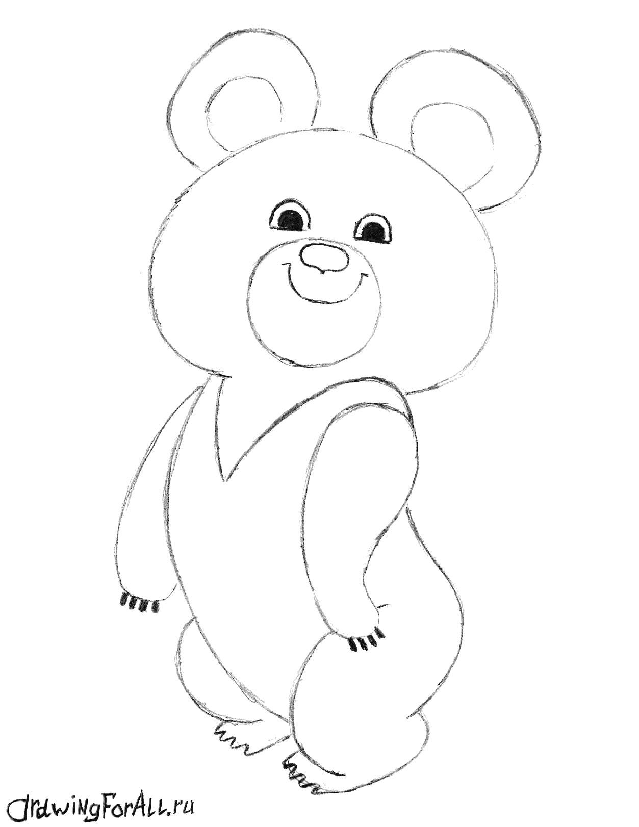 Раскраска как нарисовать олимпийского медвежонка. Как нарисовать