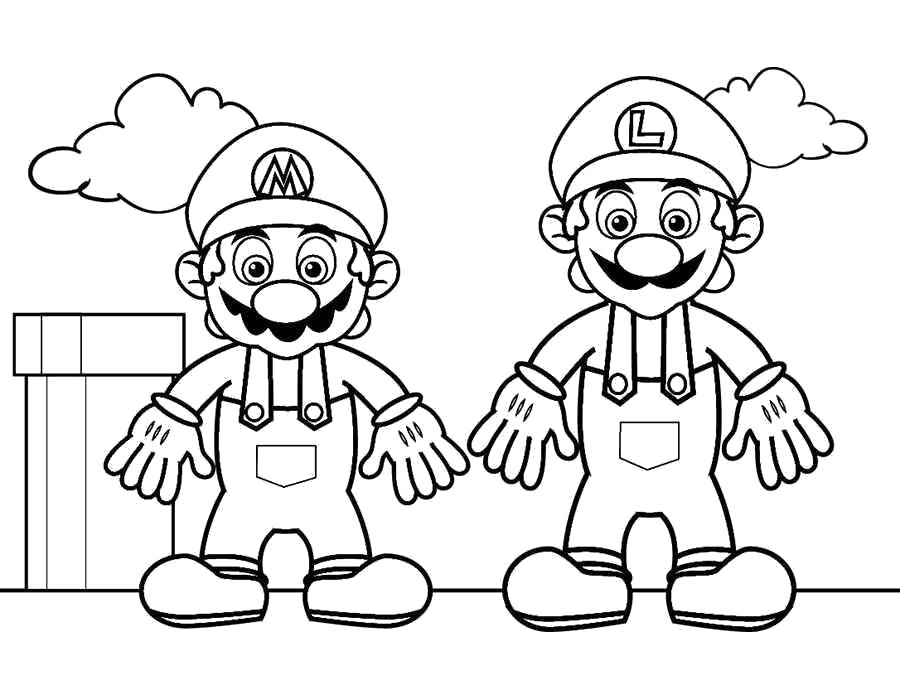 Раскраска Марио и Луиджи. 