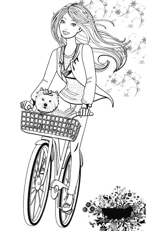 Раскраска девушка на велосипеде. Здоровый образ жизни. Скачать .  Распечатать 