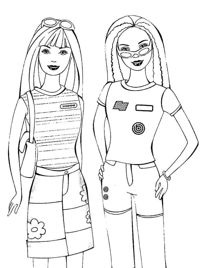 Название: Раскраска Раскраски Барби с подружой. Категория: барби. Теги: барби.