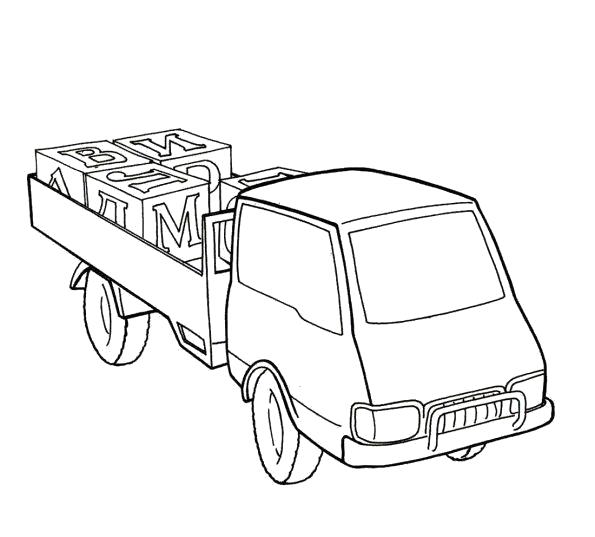 Название: Раскраска Грузовой автомобиль. Категория: для мальчиков. Теги: грузовик.