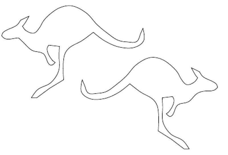 Раскраска  животные шаблоны кенгуру контур, животные  для вырезания из бумаги. Скачать Шаблон.  Распечатать Шаблон