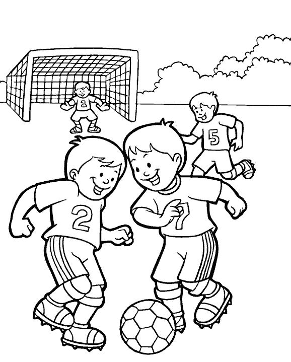 Раскраска ребята играют в футбол. Футбол