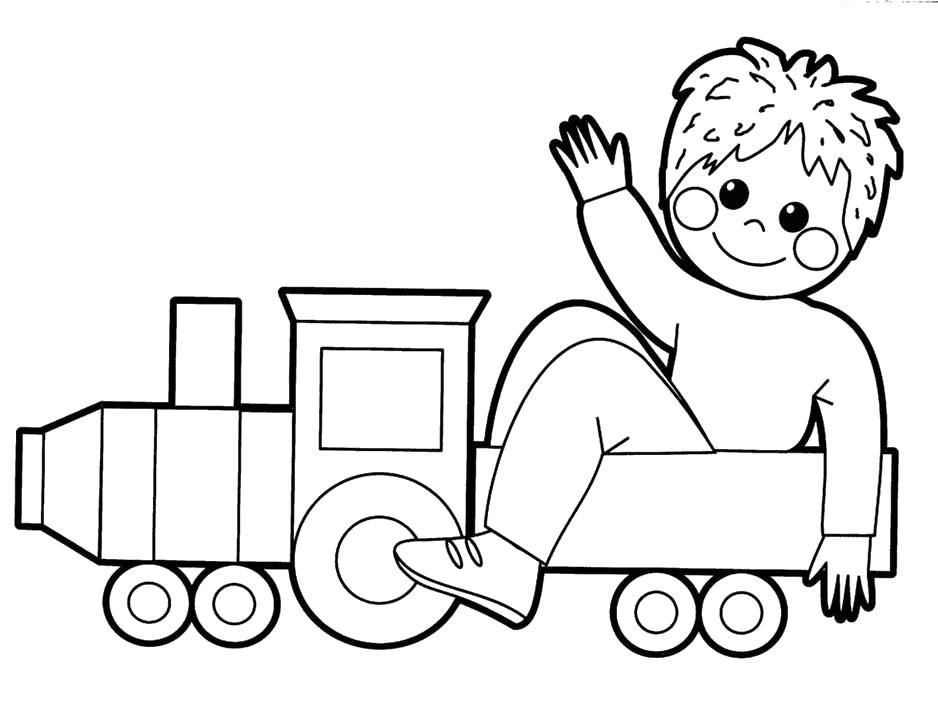Раскраска Малыш в паровозике. 