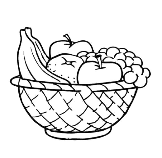 Раскраска Корзинка с фруктами. 