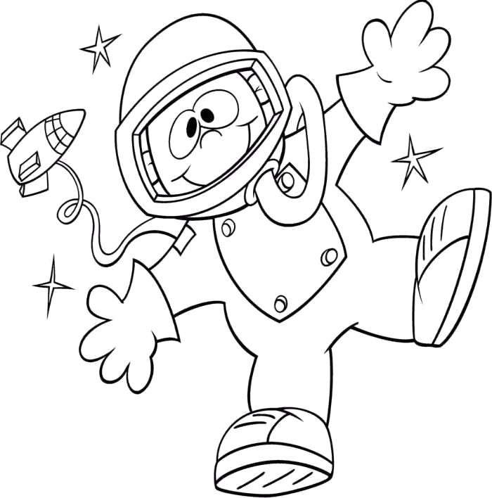 Название: Раскраска Космонавт. Категория: день космонавтики. Теги: день космонавтики.