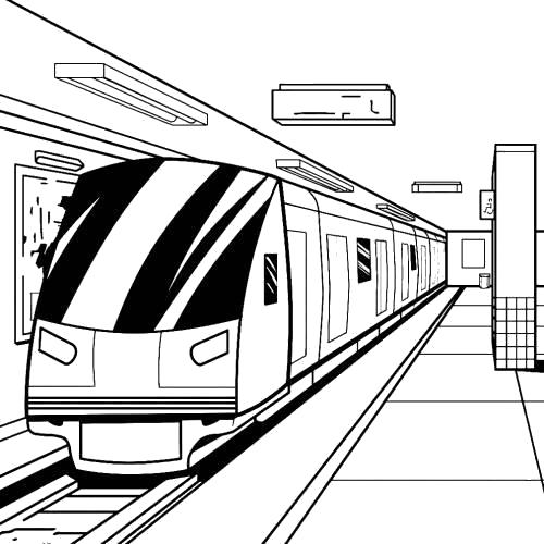 Название: Раскраска Раскраска поезд в метро. Категория: для мальчиков. Теги: поезд.