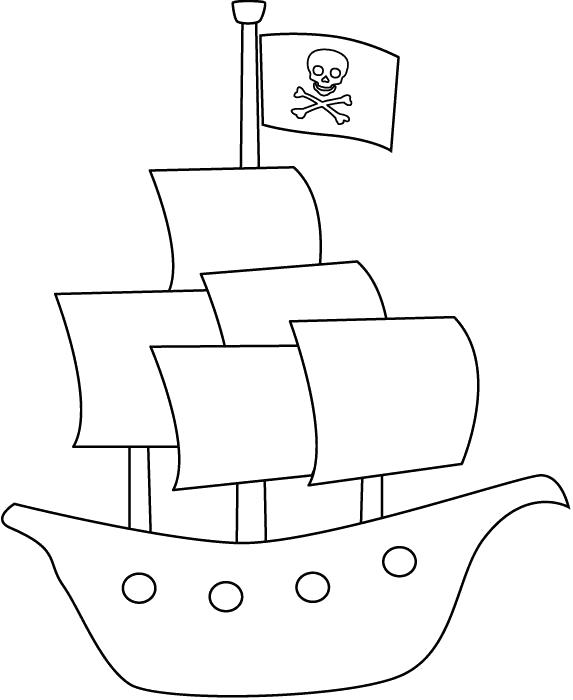 Раскраска Кораблик пиратов. Скачать корабль.  Распечатать для мальчиков