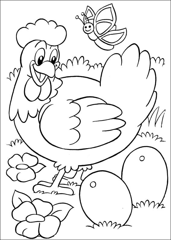 Название: Раскраска курица снесла яички. Категория: Домашние животные. Теги: Курица.