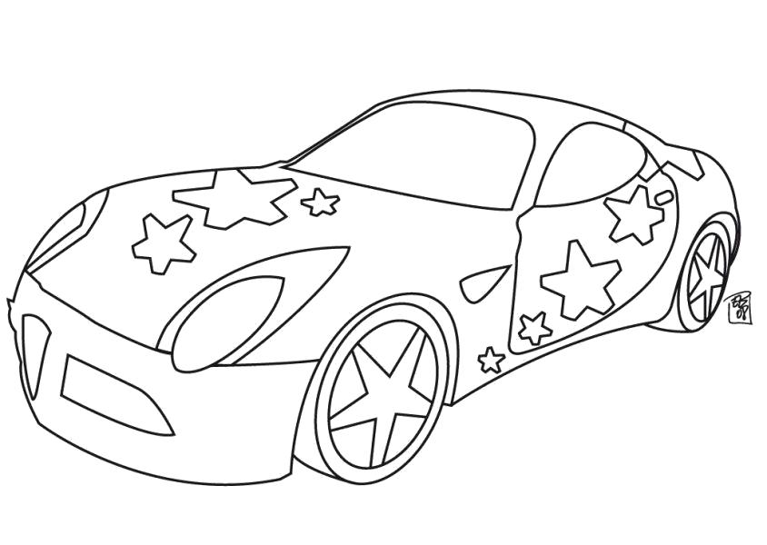 Название: Раскраска машина со звездами. Категория: машины. Теги: машины.