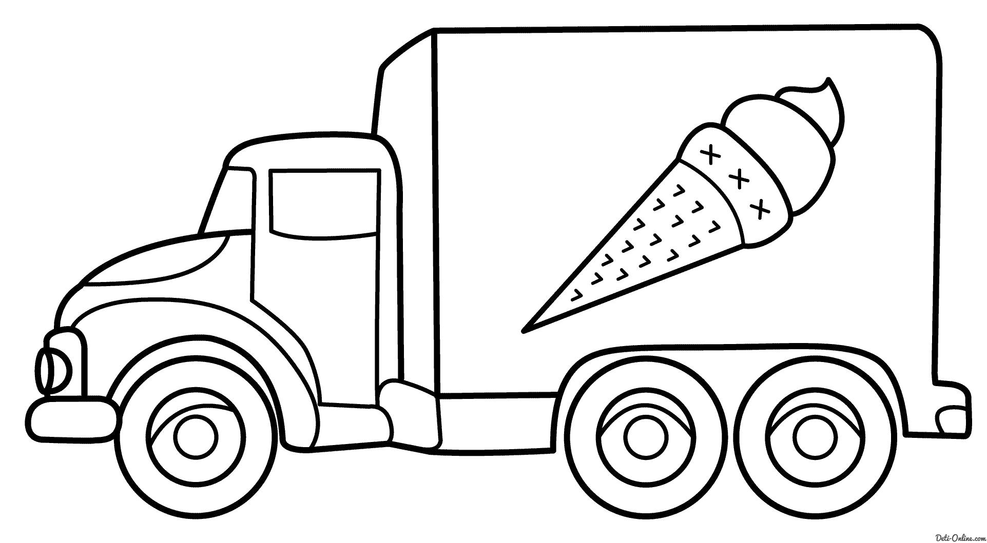 Название: Раскраска Грузовик с мороженым. Категория: для мальчиков. Теги: грузовик.