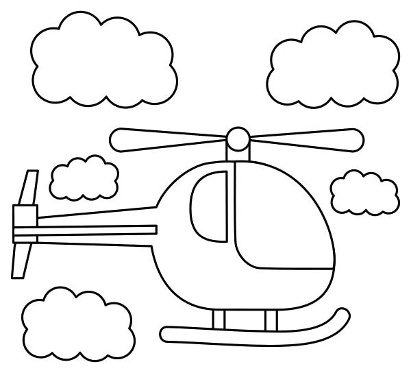 Название: Раскраска Раскраска Вертолет среди облаков. Категория: вертолет. Теги: вертолет.